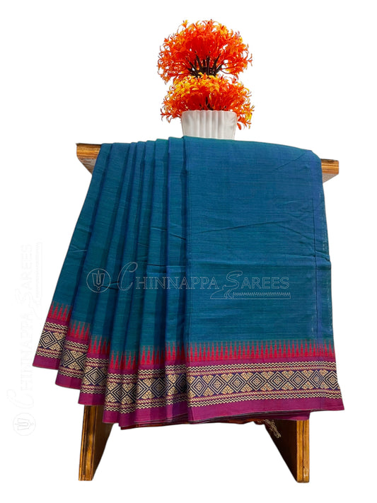 Narayanpet Cotton Ananda Blue Saree CS417