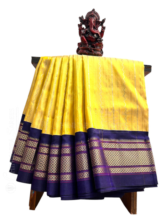 Pure Paithani Light Yellow Silk Saree