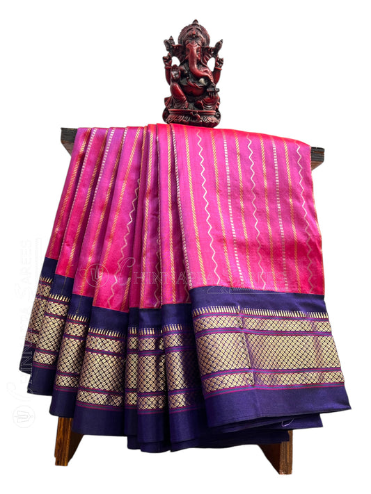 Pure Paithani Pink Silk Saree