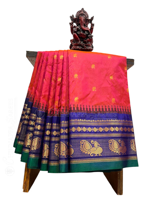 Mahalaxmi Border Hot Pink Pure Silk Saree