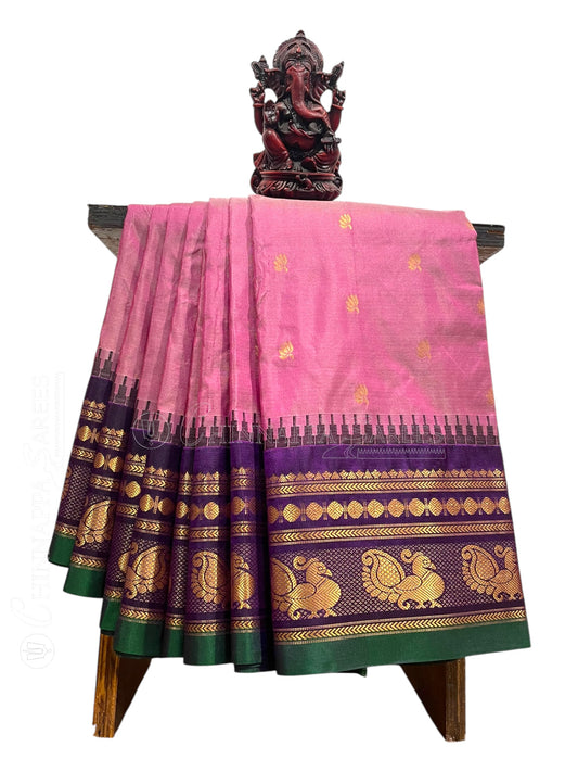 Mahalaxmi Border Mauve Pink Pure Silk Saree