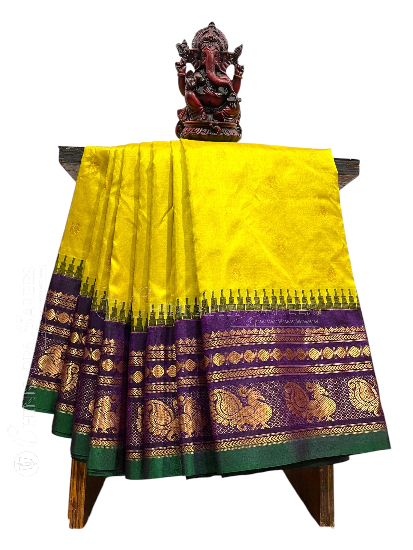 Mahalaxmi Border Yellow Pure Silk Saree