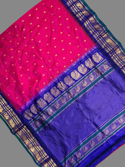 Mahalaxmi Border Ruby Pink Pure Silk Saree