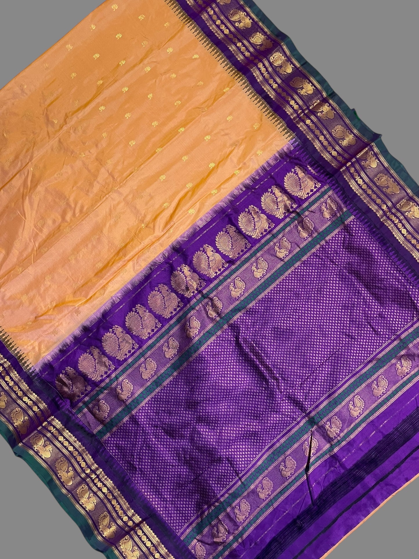 Mahalaxmi Border Peach Pure Silk Saree