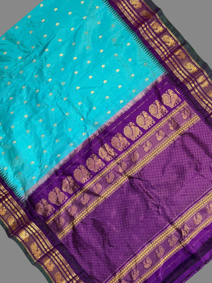 Mahalaxmi Border Light Blue Pure Silk Saree