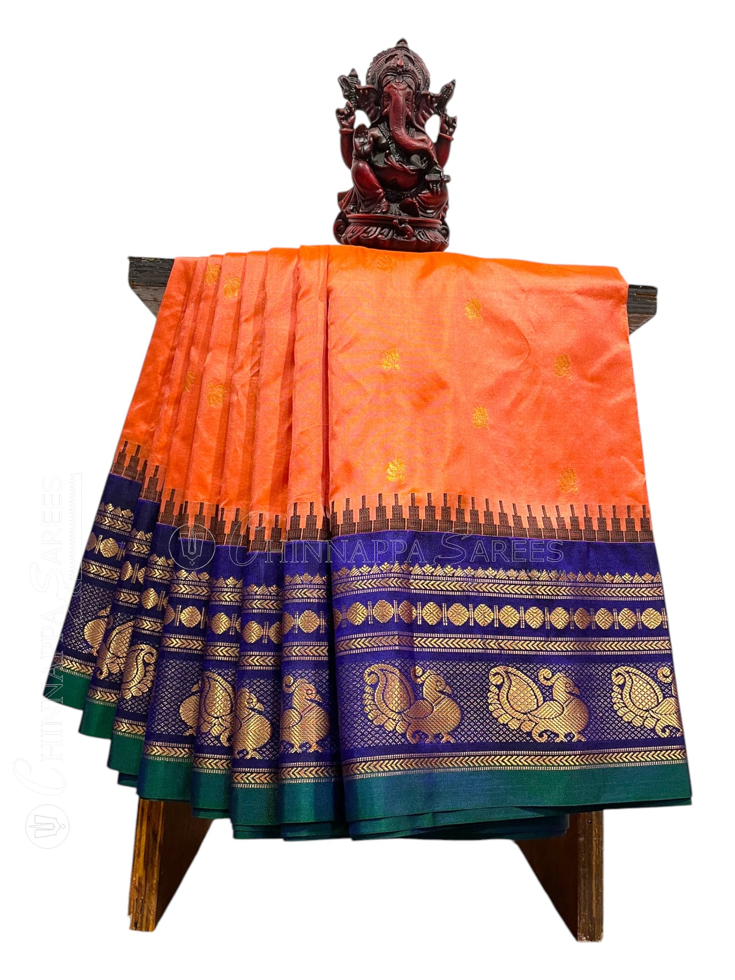 Mahalaxmi Border Dark Kanakambaram Pure Silk Saree