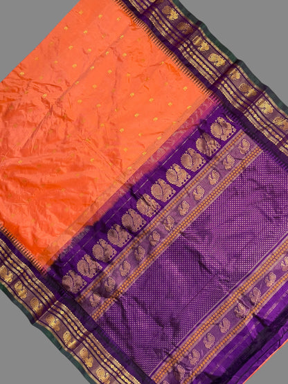 Mahalaxmi Border Dark Kanakambaram Pure Silk Saree