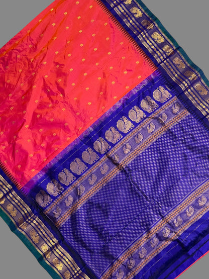 Mahalaxmi Border Dark Hot Pink Pure Silk Saree