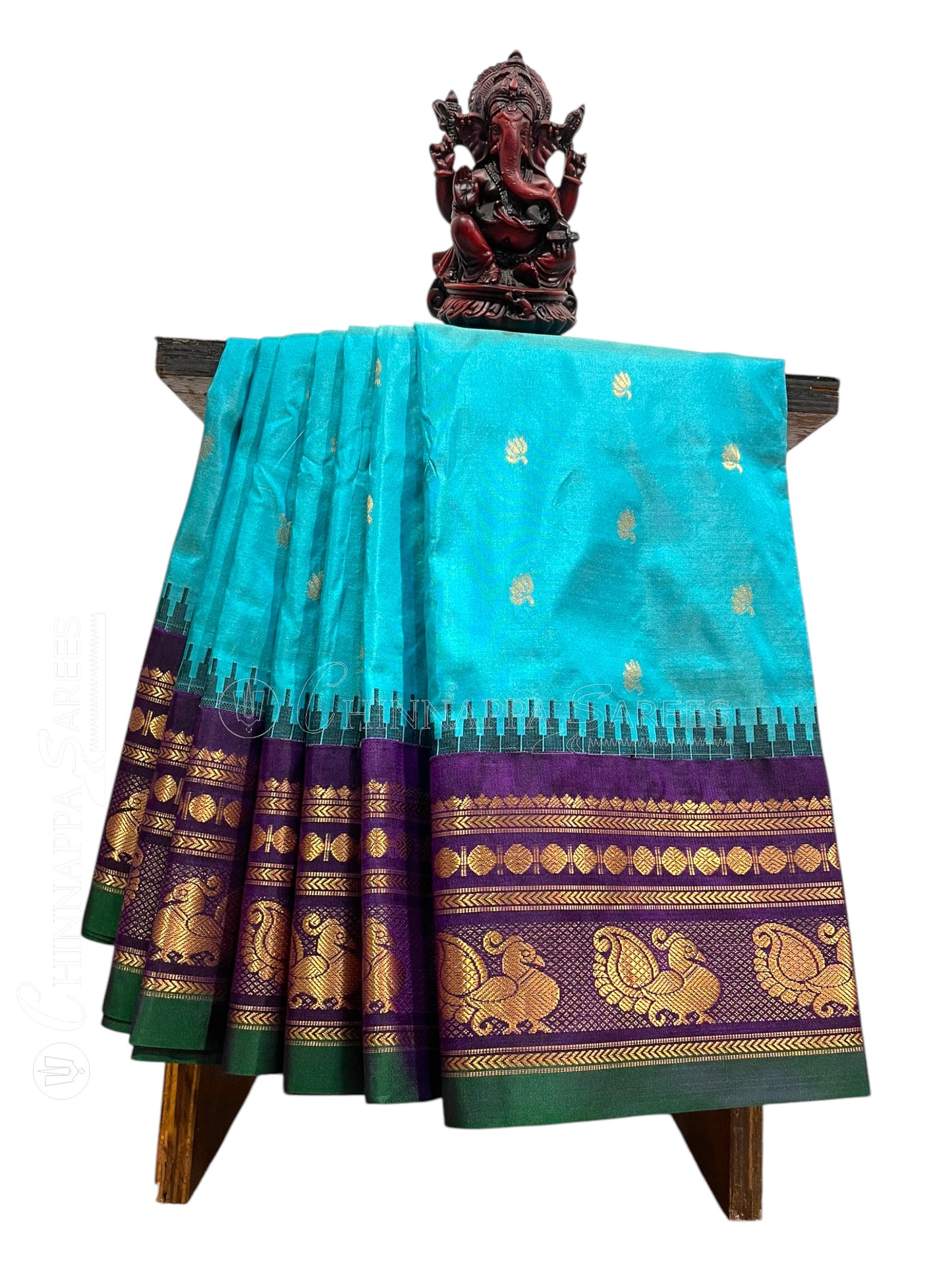 Mahalaxmi Border Light Blue Pure Silk Saree