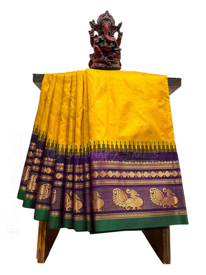 Mahalaxmi Border Mustard yellow Pure Silk Saree