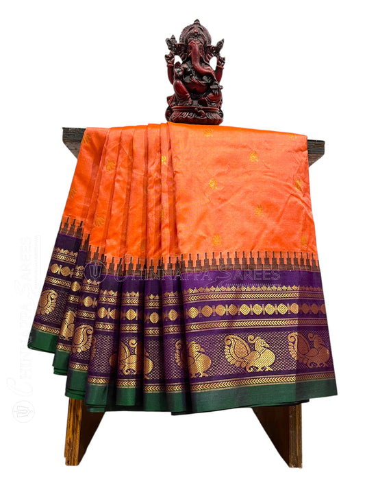 Mahalaxmi Border Dark Kanakambaram Pure Silk Saree