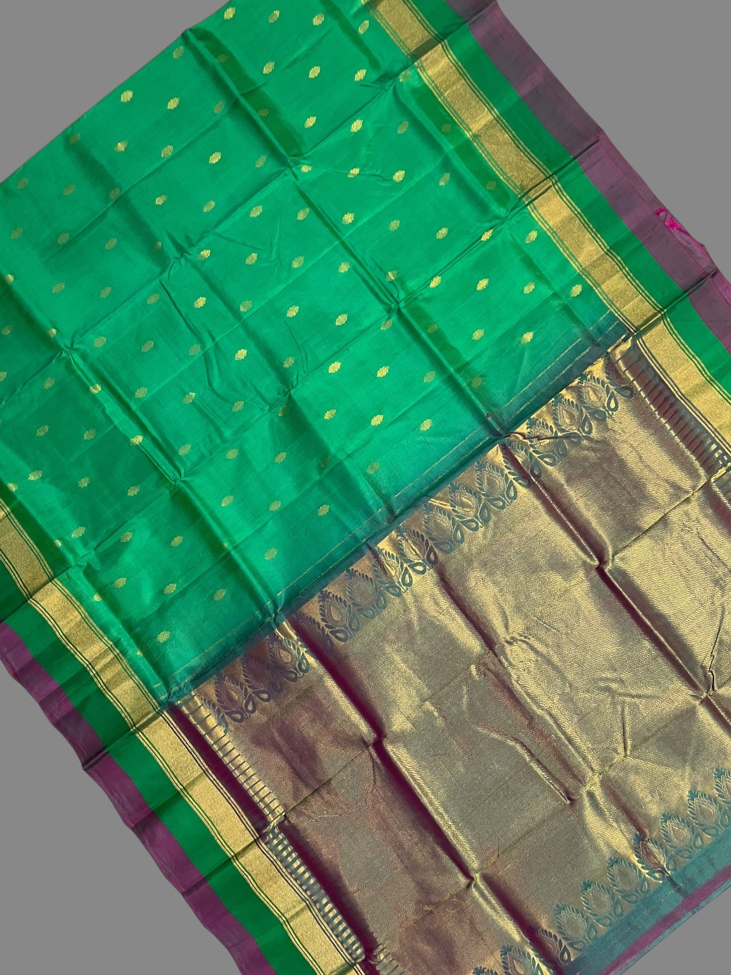 Narayanpet Double Border Green Silk Saree