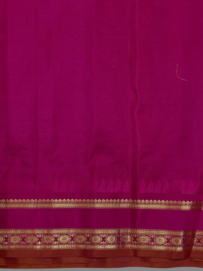 Gap Border Checks Violet Pure Silk Saree