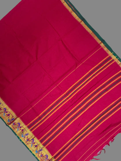 Narayanpet Red Cotton Saree CS425