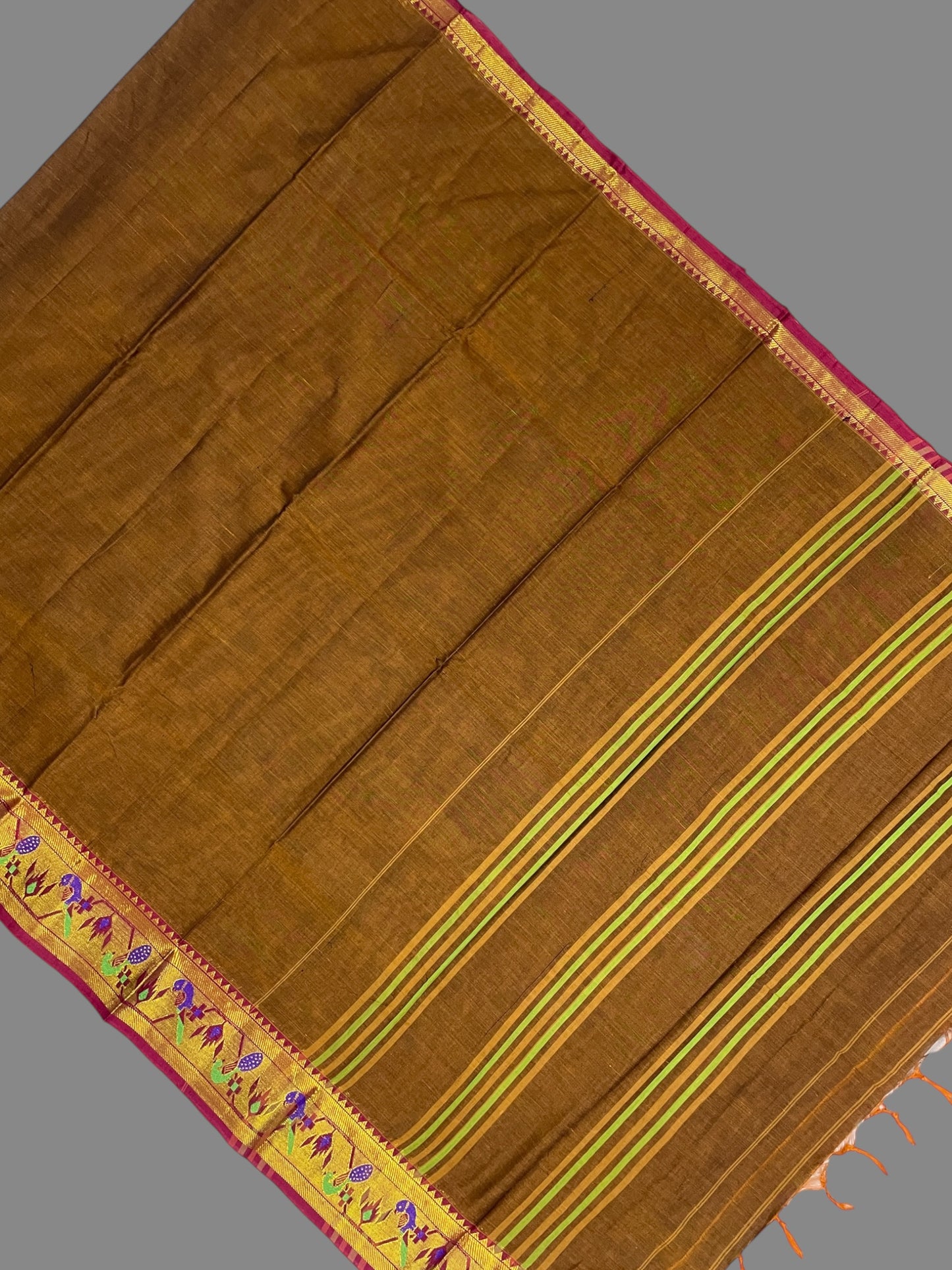 Narayanpet Light Brown Cotton Saree CS424