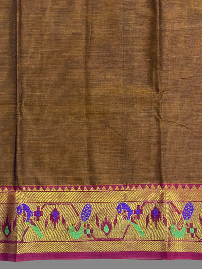 Narayanpet Light Brown Cotton Saree CS424