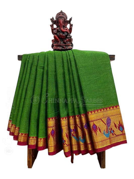 Narayanpet Green Cotton Saree CS253