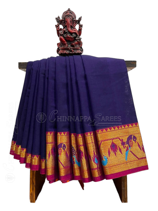 Narayanpet Royal Blue Cotton Saree CS428