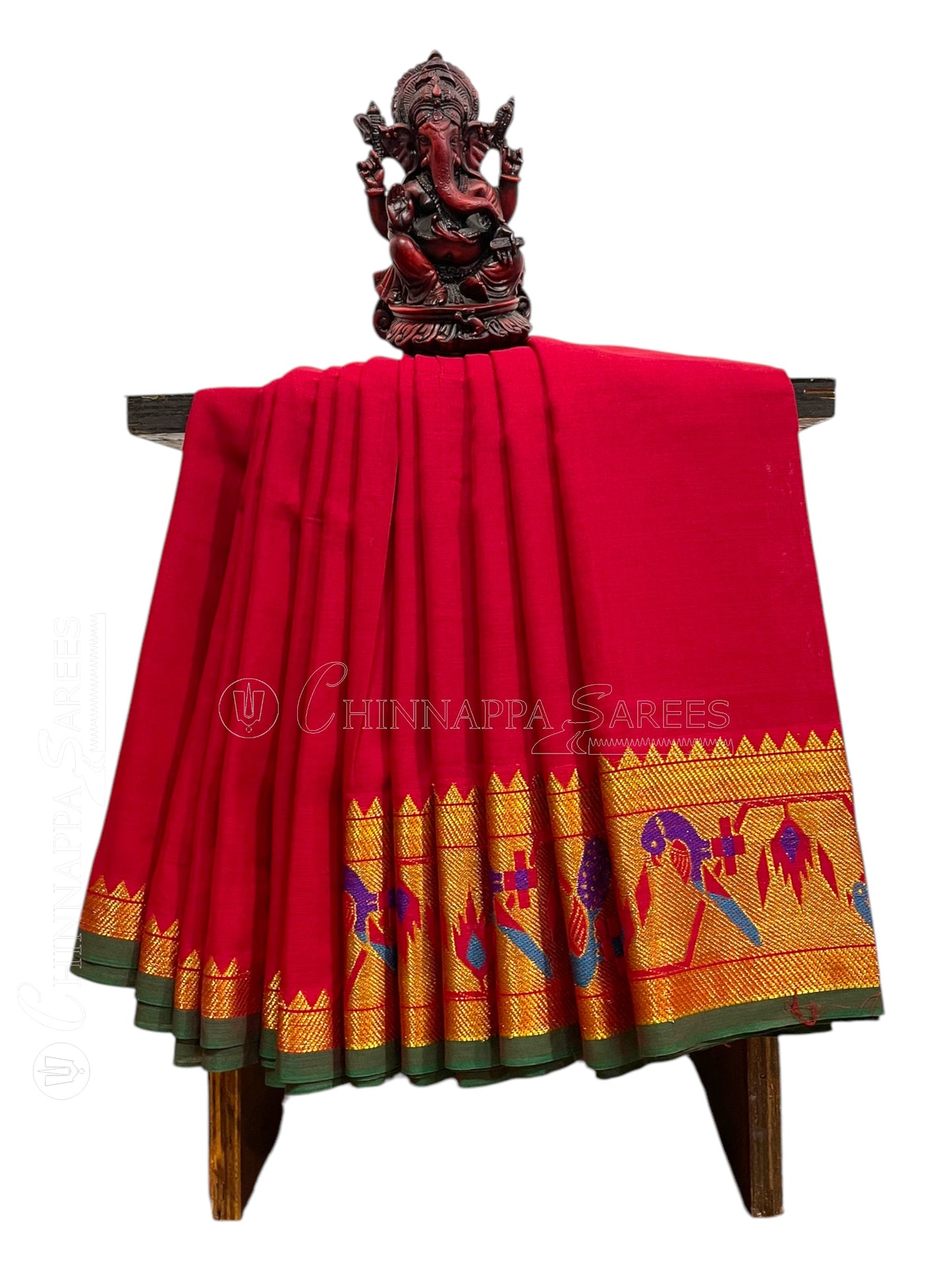 Narayanpet Red Cotton Saree CS425