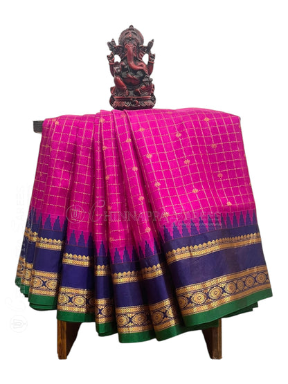 Gap Border Checks Pink Pure Silk Saree