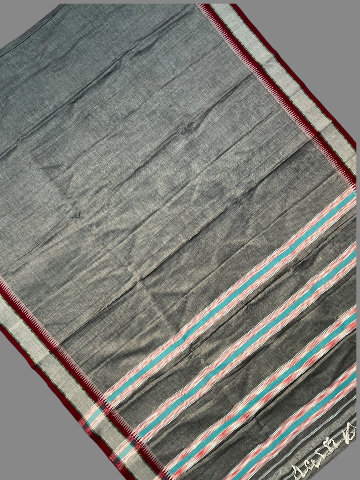 Narayanpet Grey Cotton Sarees CS437