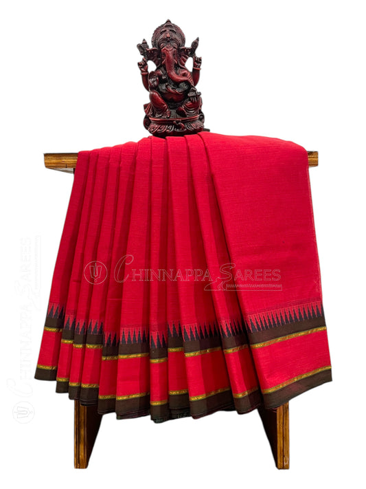 Narayanpet Red Cotton Sarees CS438