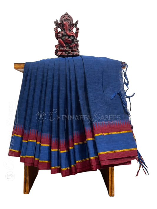 Narayanpet Navy Blue Cotton Sarees CS441