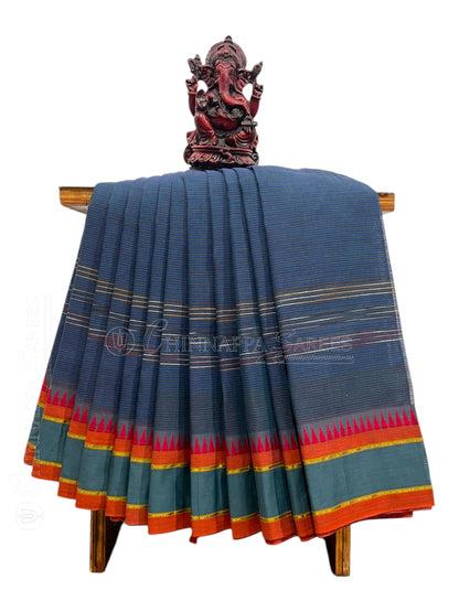 Narayanpet Peacock Blue Cotton Sarees CS449