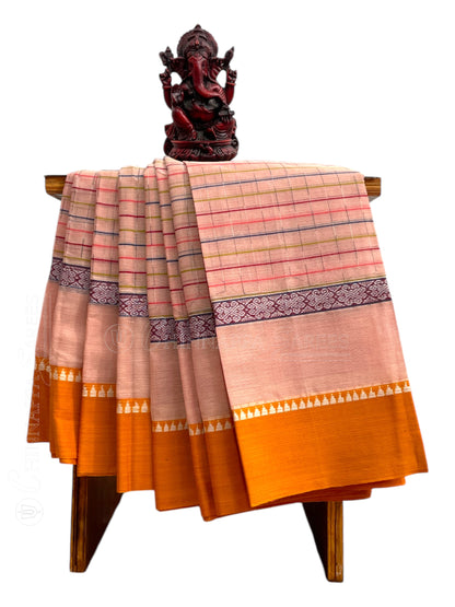 Narayanpet Light Peach Cotton Sarees CS465