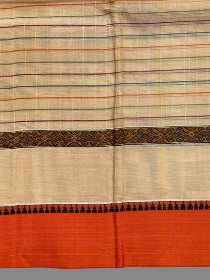 Narayanpet Dark cream Cotton Sarees CS462