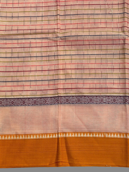 Narayanpet Light Peach Cotton Sarees CS465