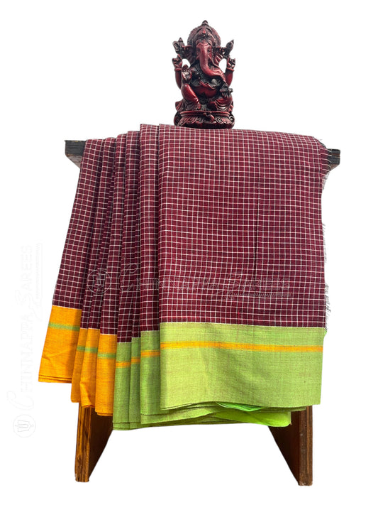 Narayanpet Brown Cotton Saree CS472