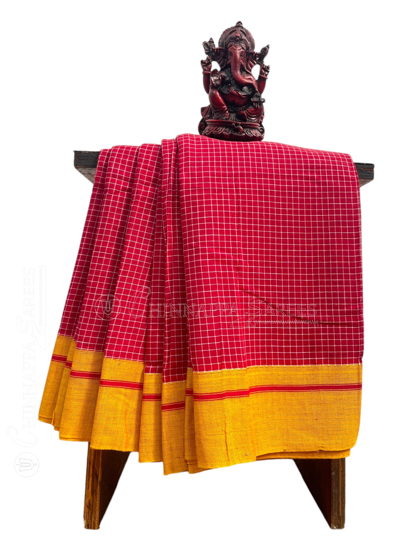 Narayanpet Red Cotton Saree CS474