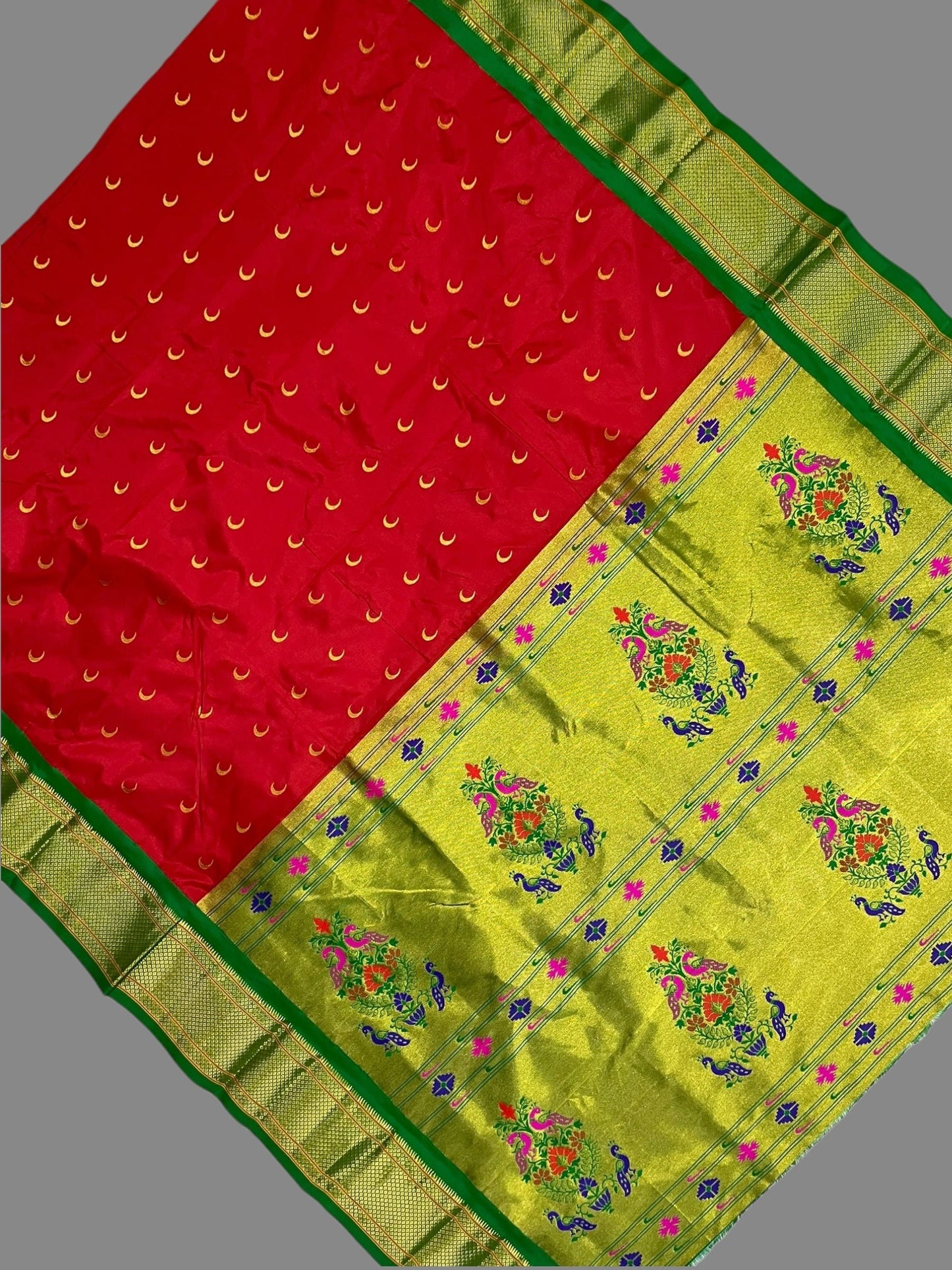 Paithani Red Pure Silk Saree