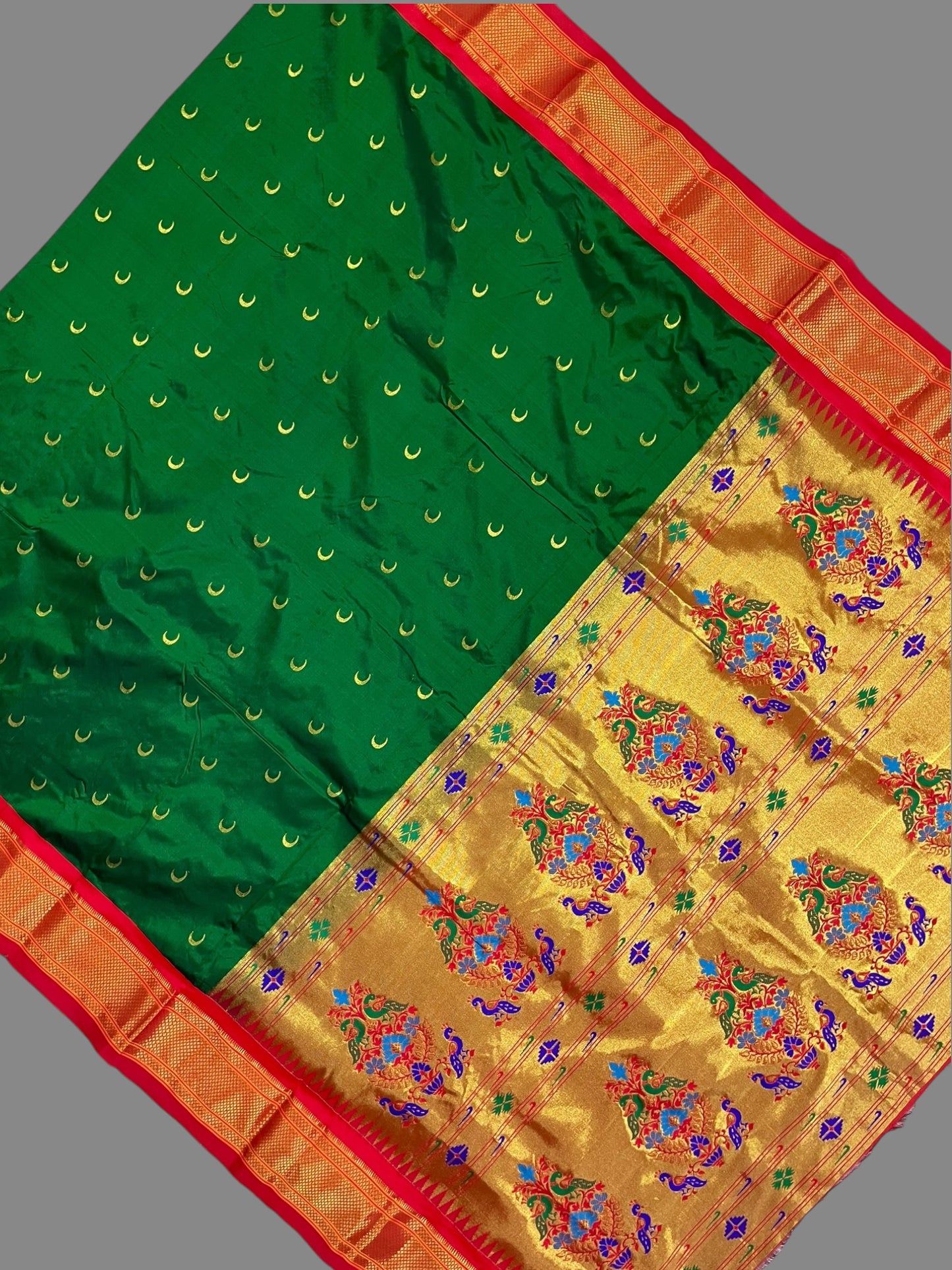 Paithani Green Pure Silk Saree