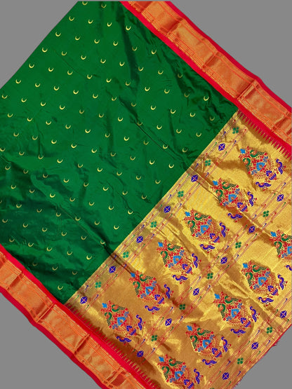 Paithani Green Pure Silk Saree