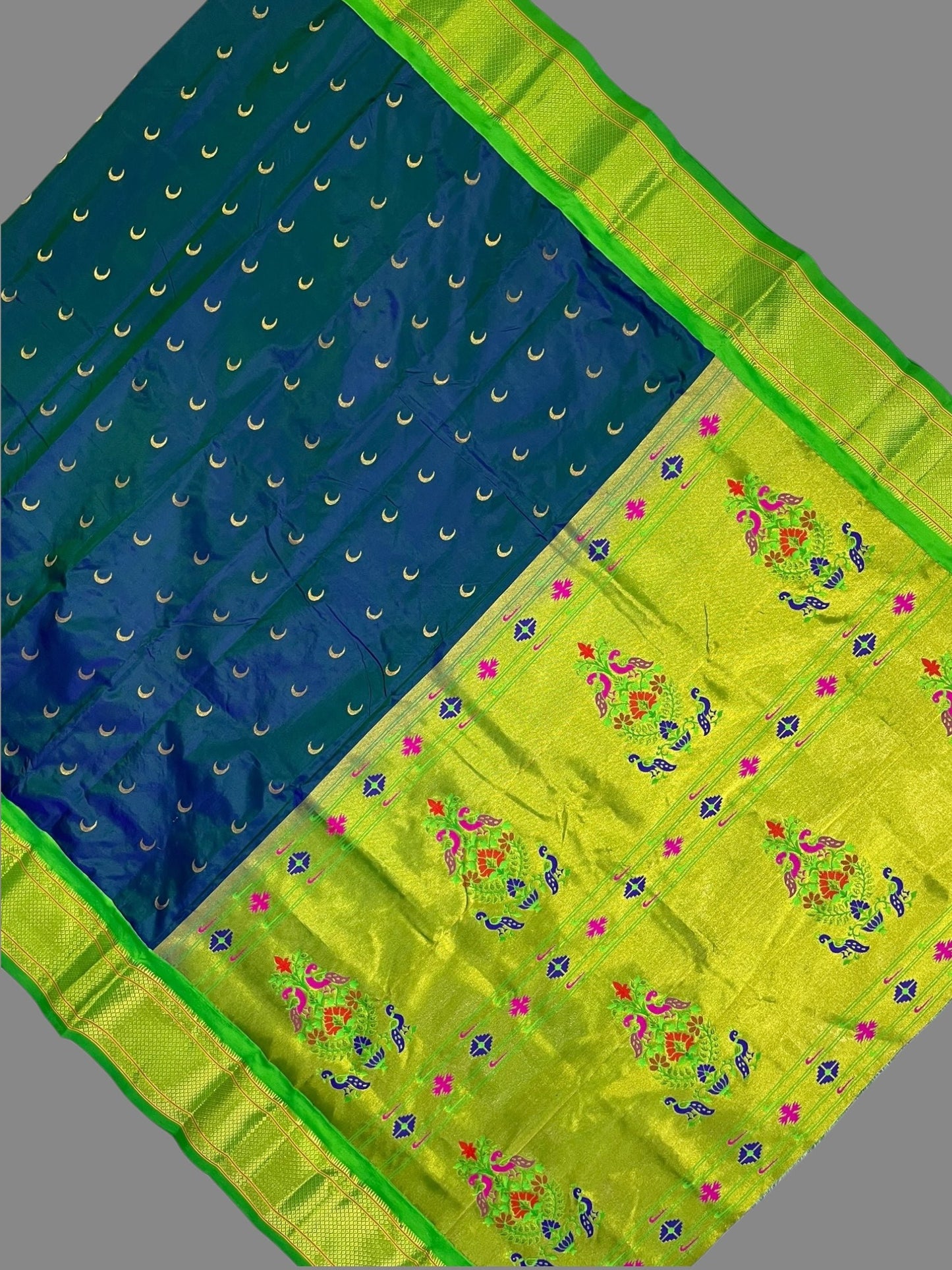 Paithani Peacock Blue Pure Silk Saree