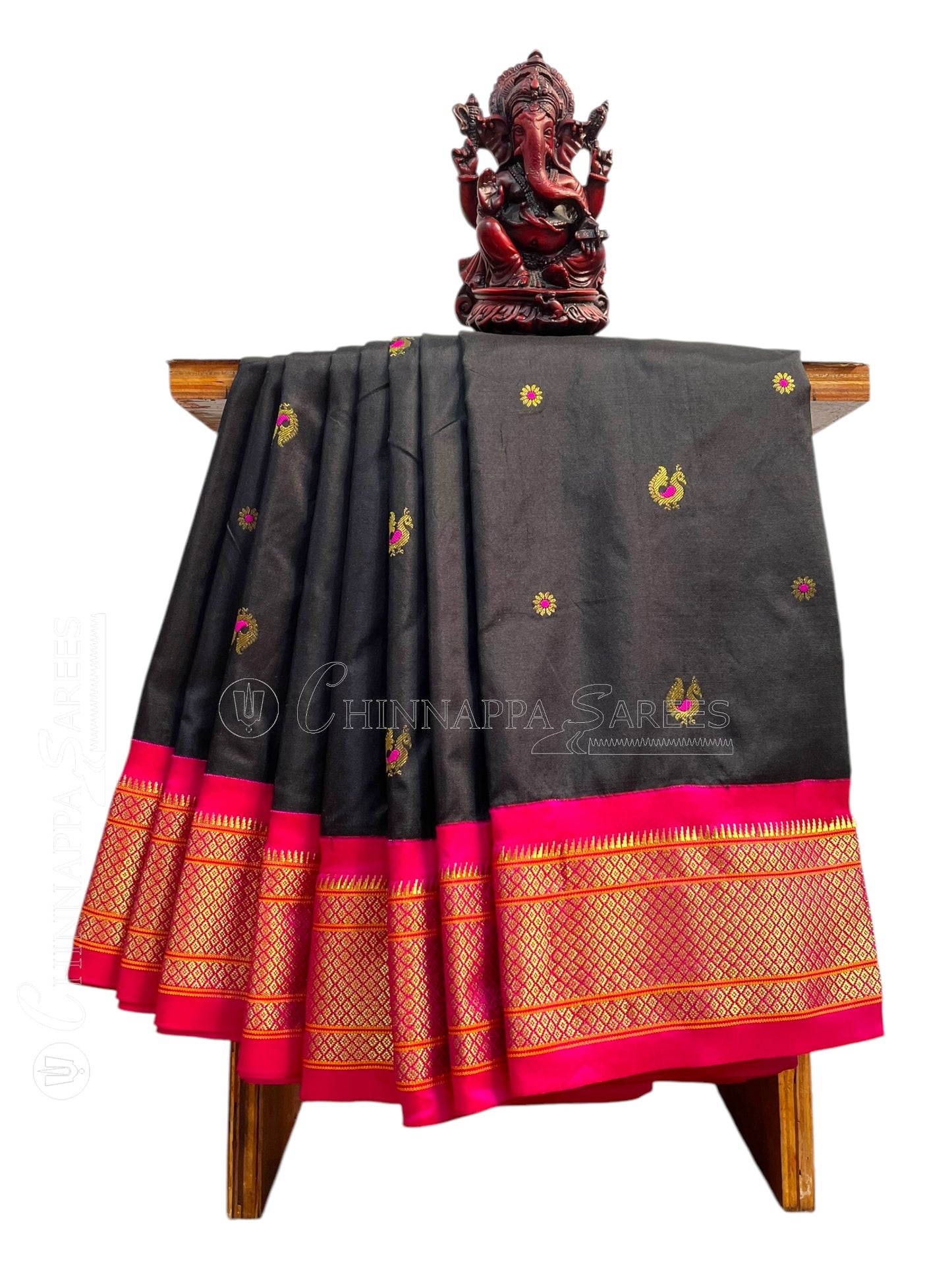 Paithani Black Pure Silk Saree