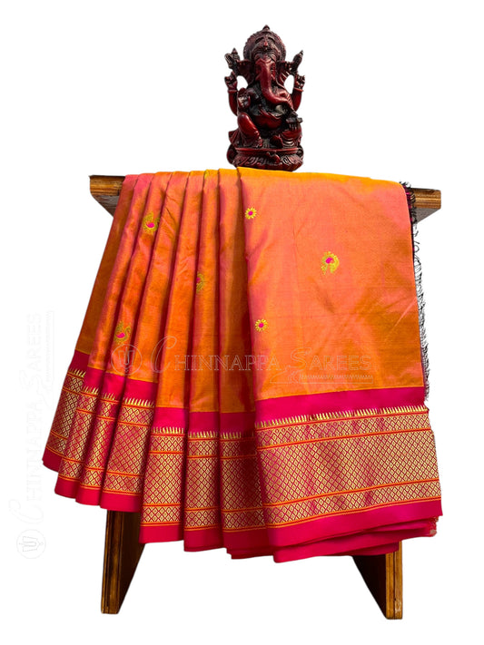 Paithani Pale Orange Pure Silk Saree