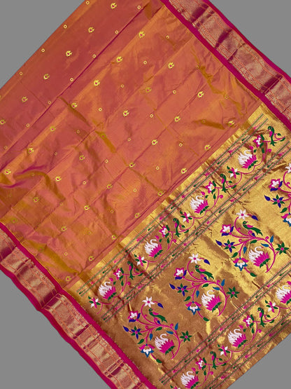 Paithani Pale Orange Pure Silk Saree