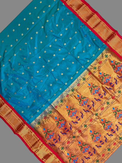 Paithani Blue Pure Silk Saree