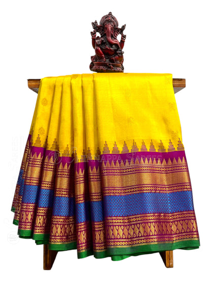 Venkat Giri Checks Yellow Pure Silk Saree