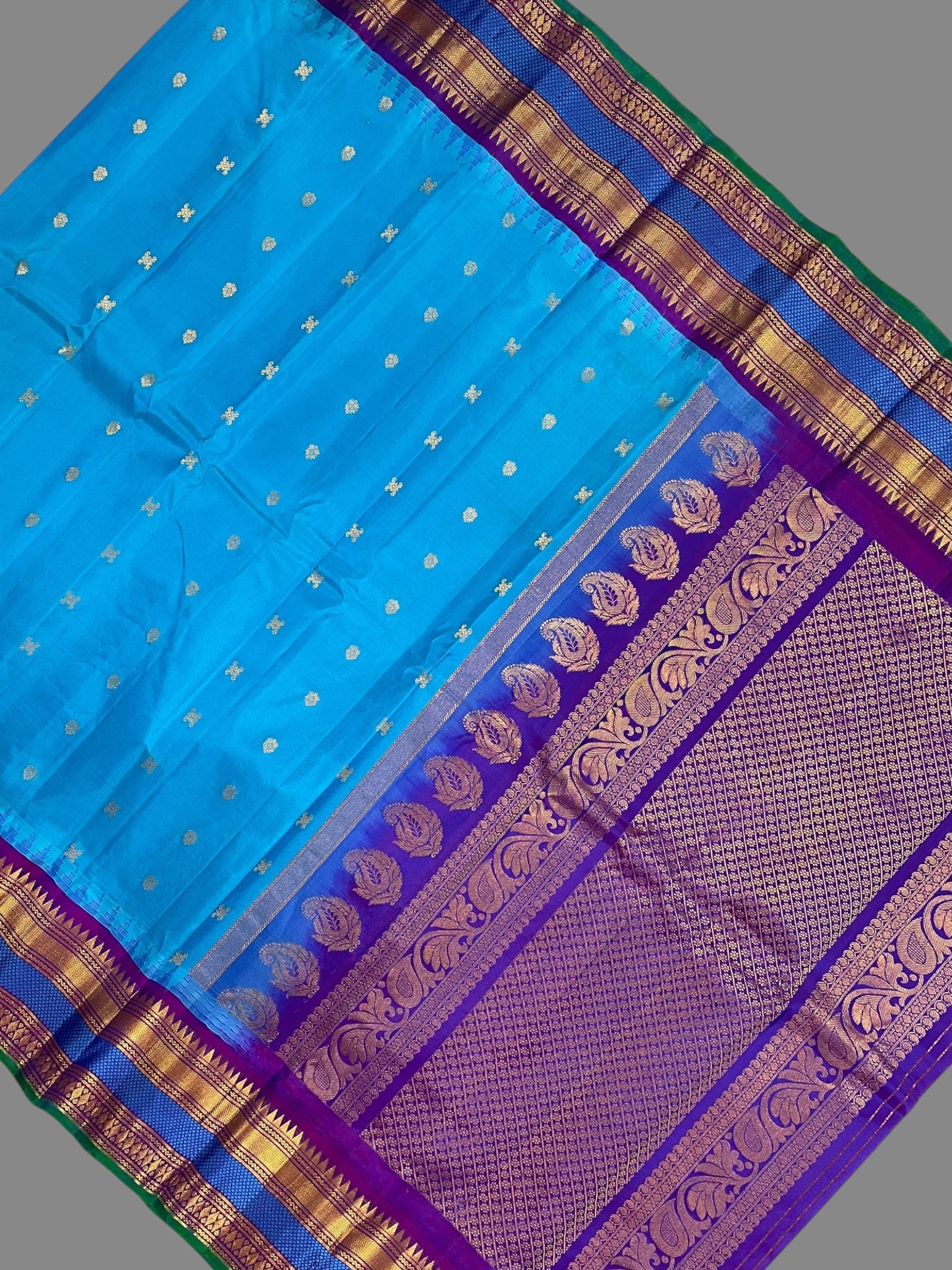 Venkat Giri Checks Blue Pure Silk Saree