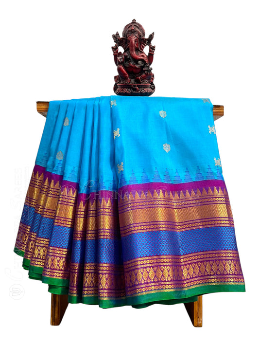 Venkat Giri Checks Blue Pure Silk Saree