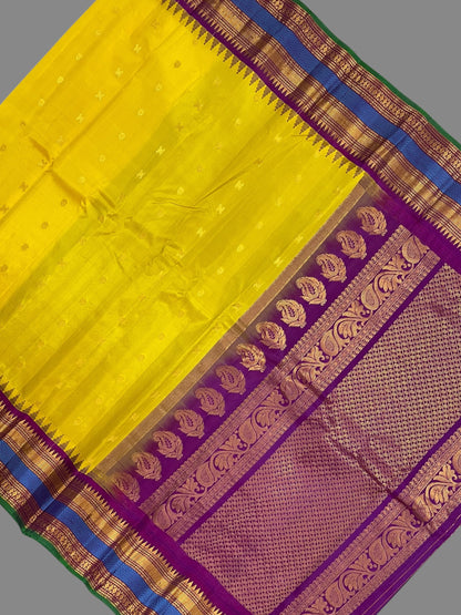 Venkat Giri Checks Yellow Pure Silk Saree