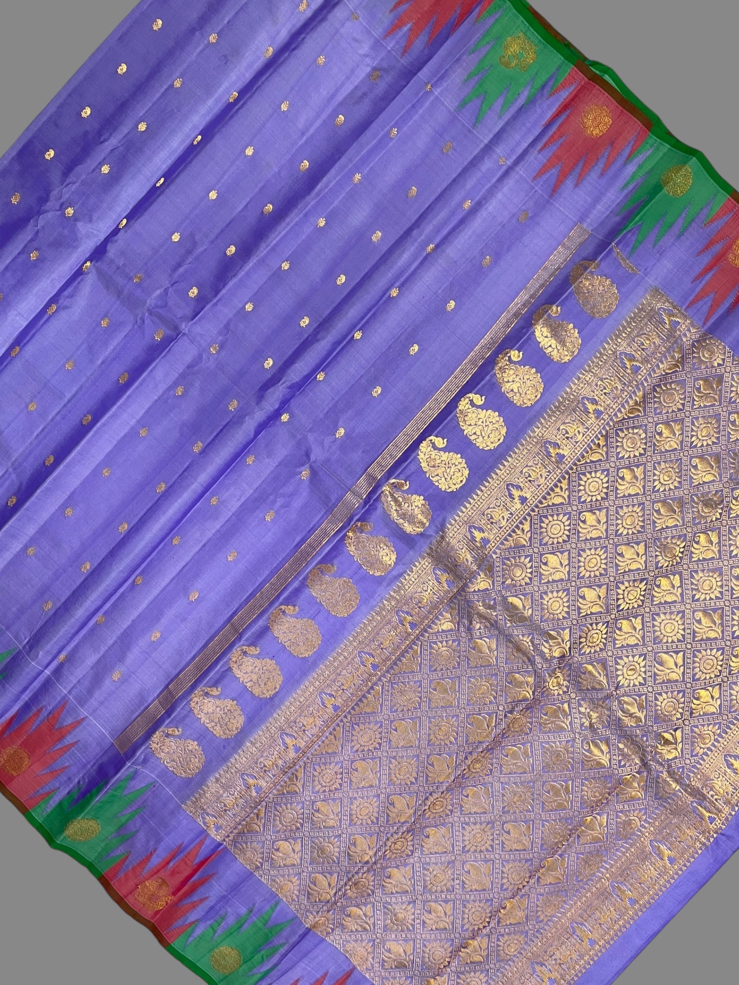 Kanchi Big Temple Border Light Lavender Pure Silk Saree