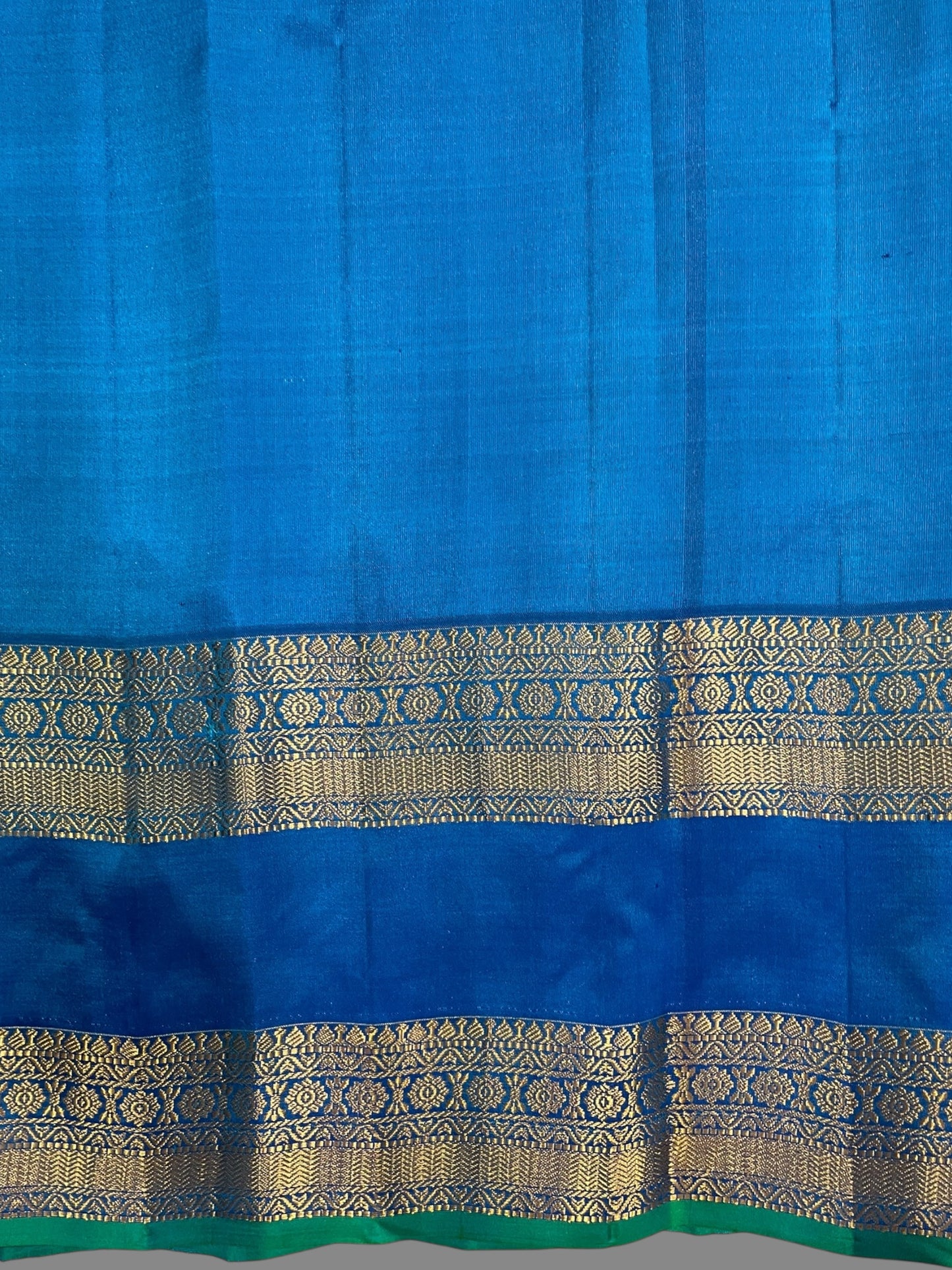 Big Gap Elephant Border Light Blue Pure Silk Saree