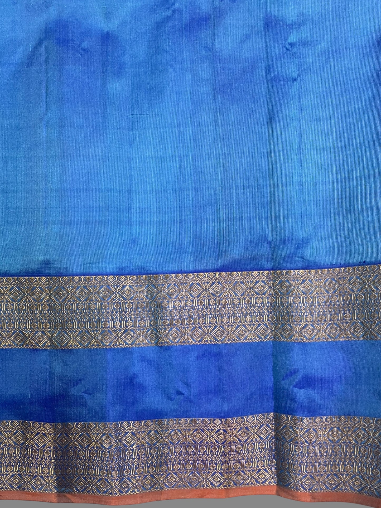 Big Gap Double Peacock Border Sky Blue Pure Silk Saree