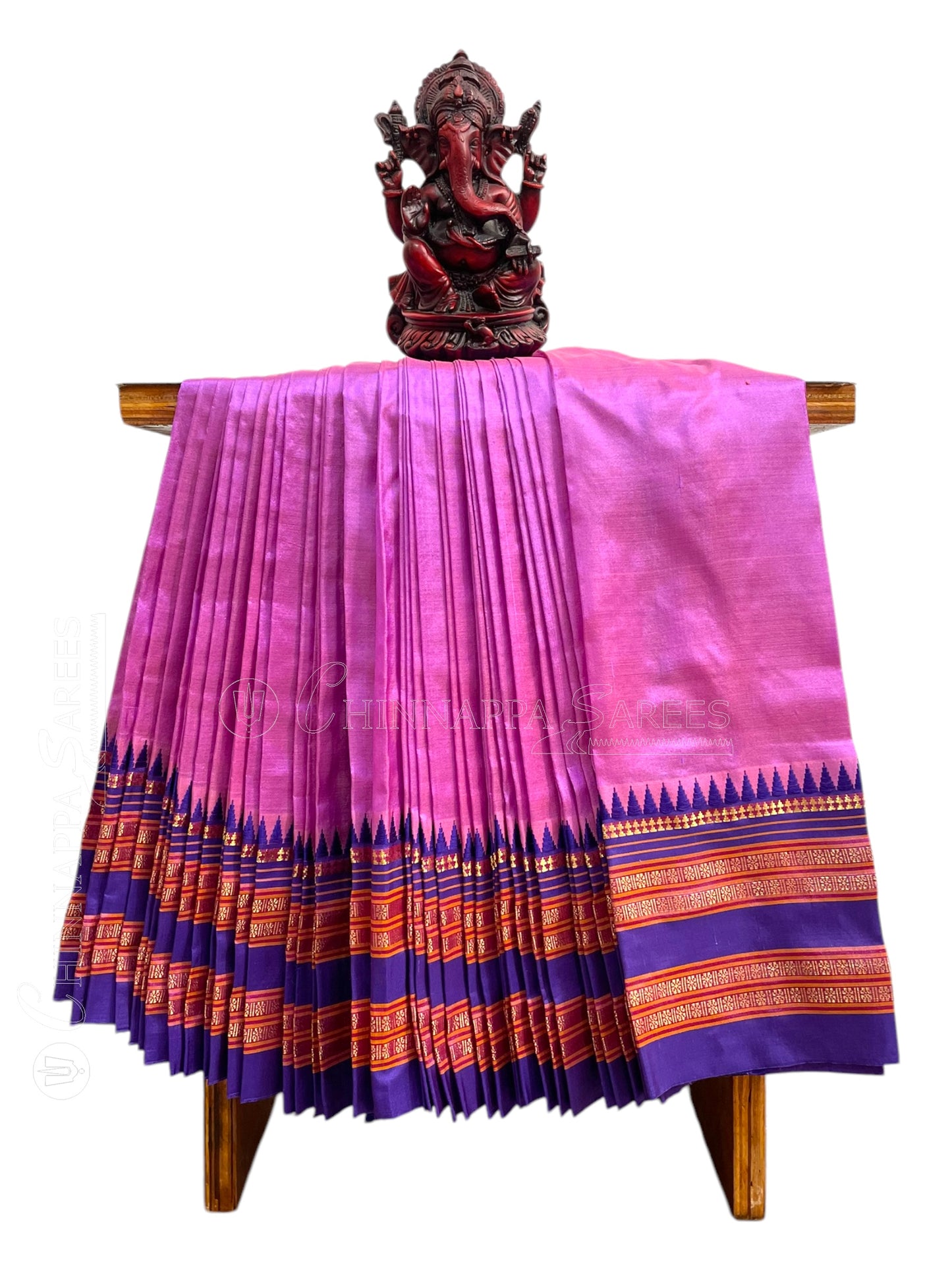 Narayanpet Plain Purple Pink Pure Silk Saree