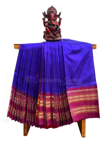 Narayanpet Plain Royal Blue Pure Silk Saree